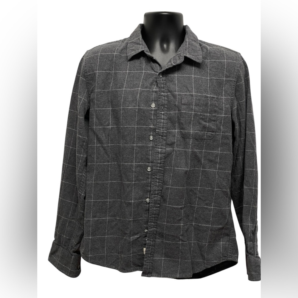 Marine Layer Men’s Charcoal Button-Down Shirt Size M Soft Cotton Casual Flannel